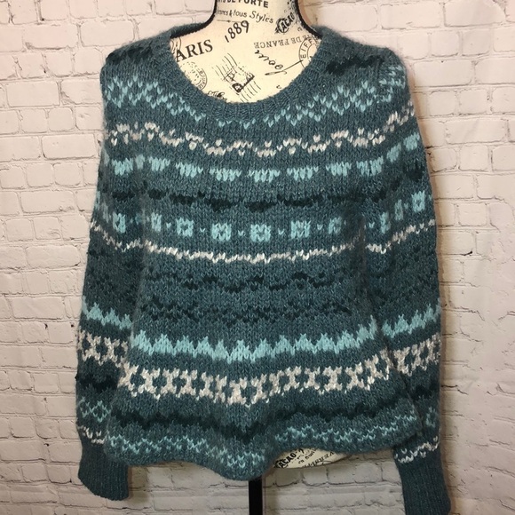 Free People Cropped Sweater Wool Alpaca Blend Crewneck Size Small Green - Picture 1 of 4